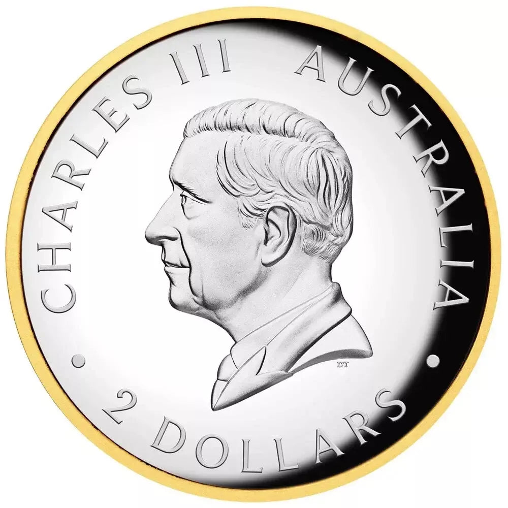 2024 Australian Kookaburra 2 oz Silver - High Relief Gilded Proof Coin - CoinsTV