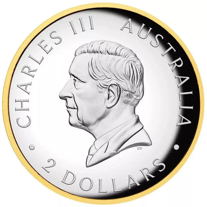 2024 Australian Kookaburra 2 oz Silver - High Relief Gilded Proof Coin - CoinsTV