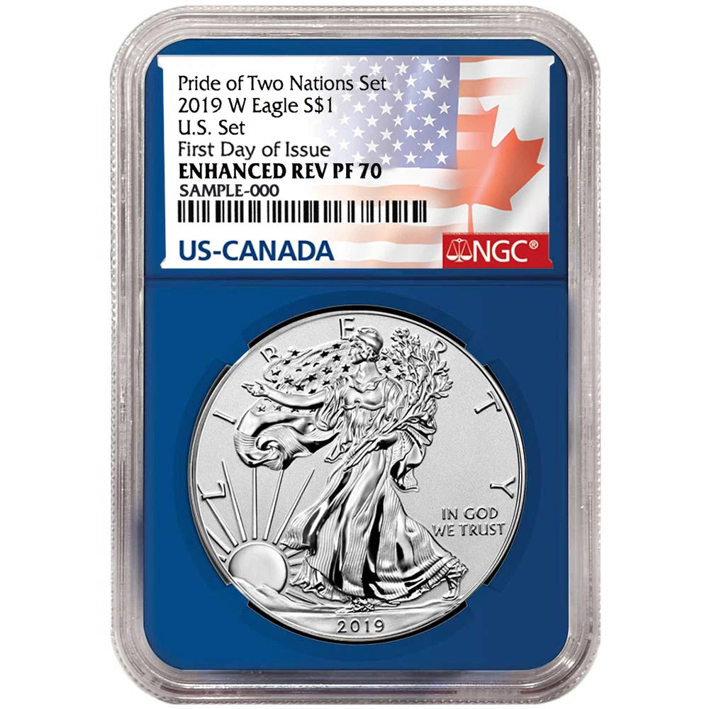 2019 Pride of Two Nations Flags Label Red Blue 2pc Set - NGC PF70 FDI - CoinsTV