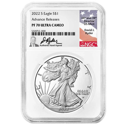 2022-S Silver Eagle - NGC PF70UC AR Ryder Signature Flag Label