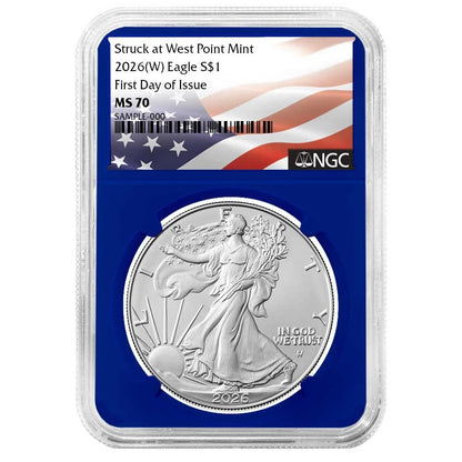 2026(W) Silver Eagle - NGC MS70 FDI Flag Label Blue Core - CoinsTV