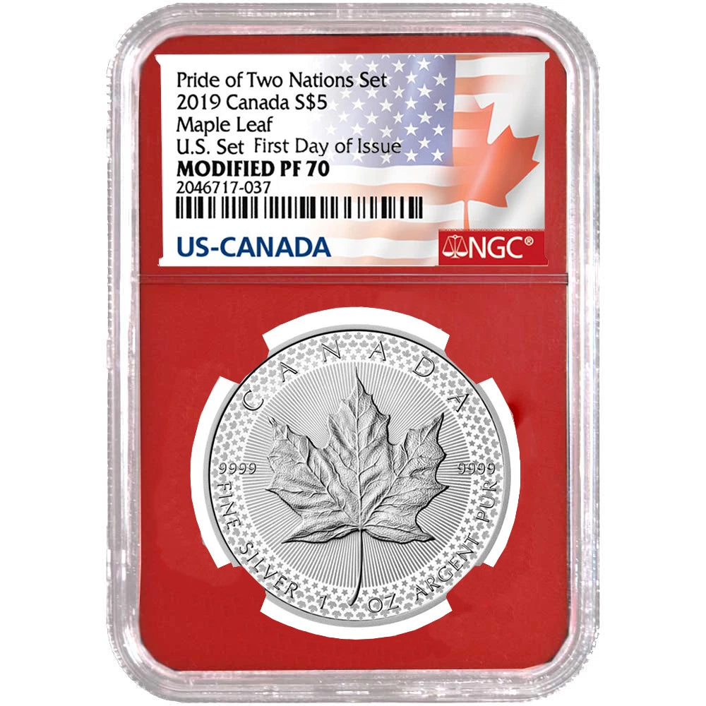 2019 Pride of Two Nations Flags Label Red Blue 2pc Set - NGC PF70 FDI - CoinsTV