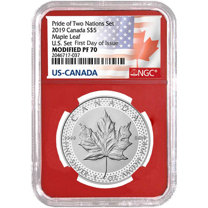2019 Pride of Two Nations Flags Label Red Blue 2pc Set - NGC PF70 FDI - CoinsTV