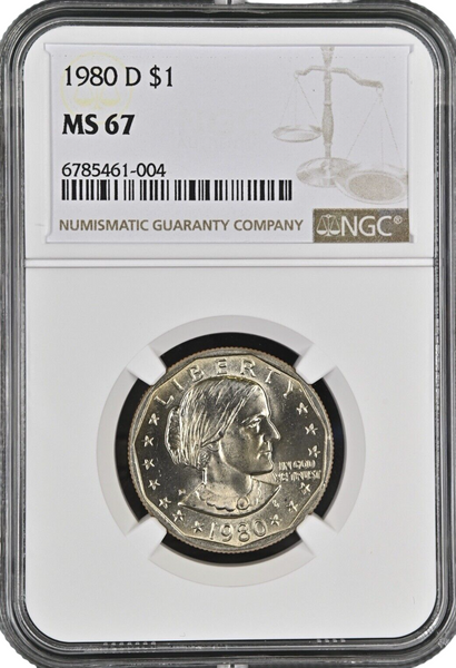1980 D Susan B Anthony Dollar - NGC MS67 | CoinsTV