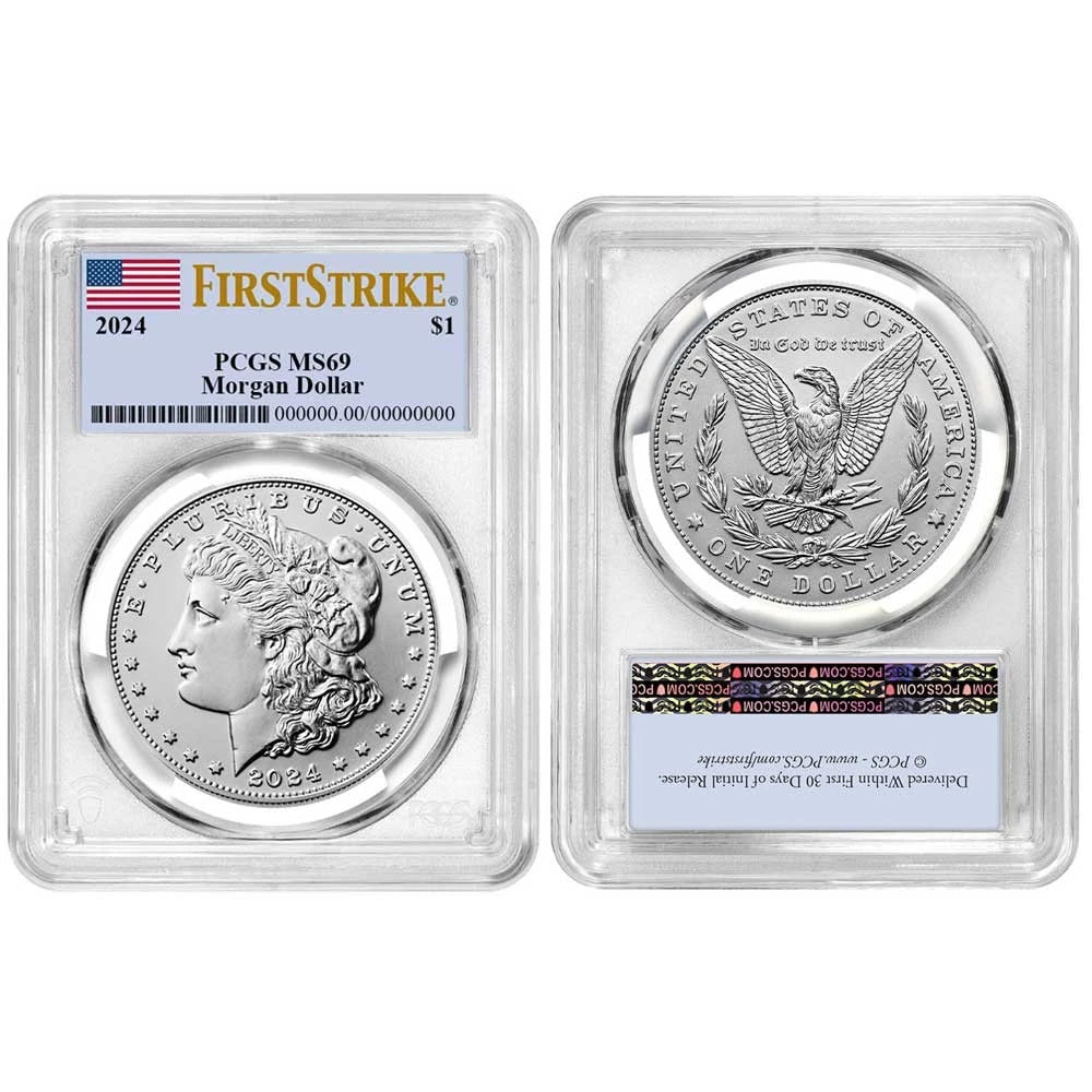 2024 Morgan and Peace Silver Dollar 2pc Set - PCGS MS69 FS Flag Label