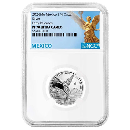 2024 Mexican Libertad Onza 1/4 oz Silver - NGC PF70UC ER Mexico Label - CoinsTV