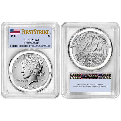 2024 Morgan and Peace Silver Dollar 2pc Set - PCGS MS69 FS Flag Label