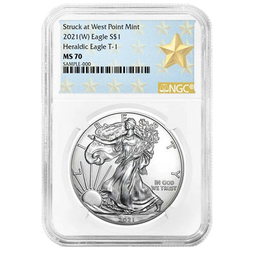 2021-W Silver Eagle Type 1 - NGC MS70 Star Label - CoinsTV