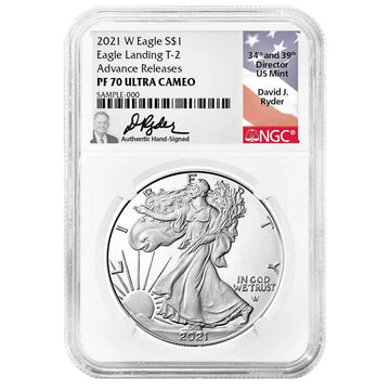 2021-W Silver Eagle Type 2 - NGC PF70UC AR David Ryder Signature