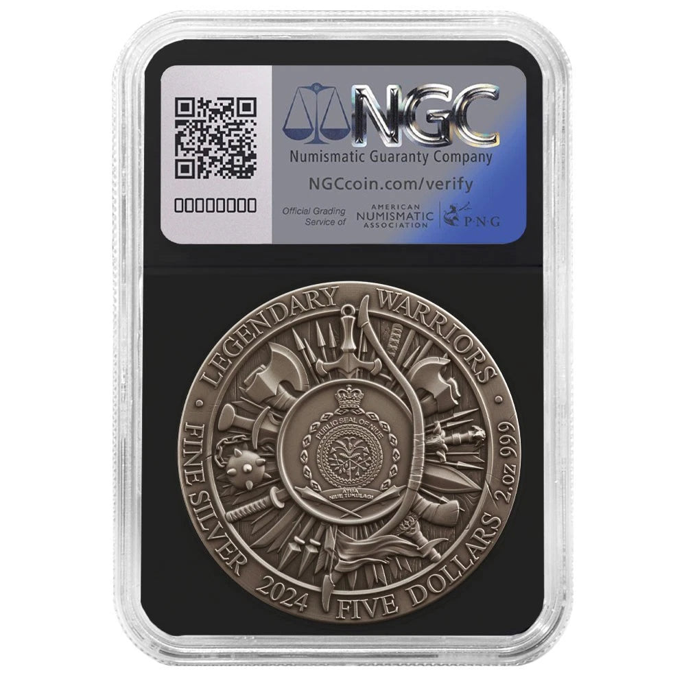 2024 Genghis Khan 2 oz High Relief Silver Antiqued & Gold Gilded - NGCX MS10 - CoinsTV