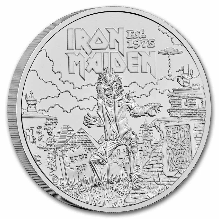 2025 Great Britain Iron Maiden 28.28g CN Coin in Folder BU