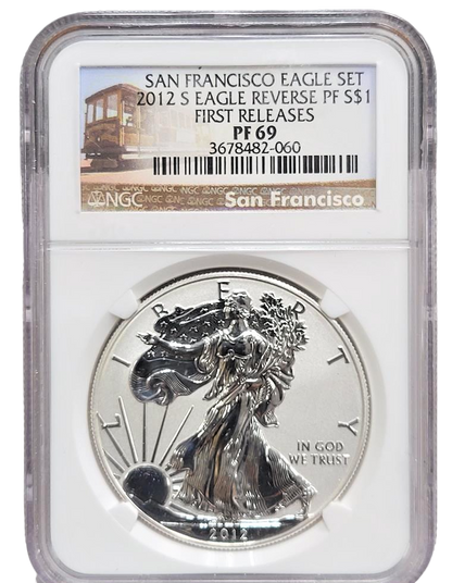 2012 S Silver Dollar Eagle - Reverse Proof /First Release - NGC PF69