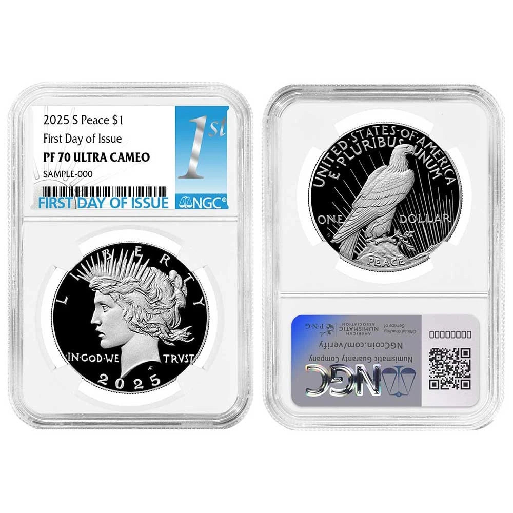 2025-S Morgan and Peace Silver Dollar 2pc Set - First Label - NGC PF70UC FDI - CoinsTV