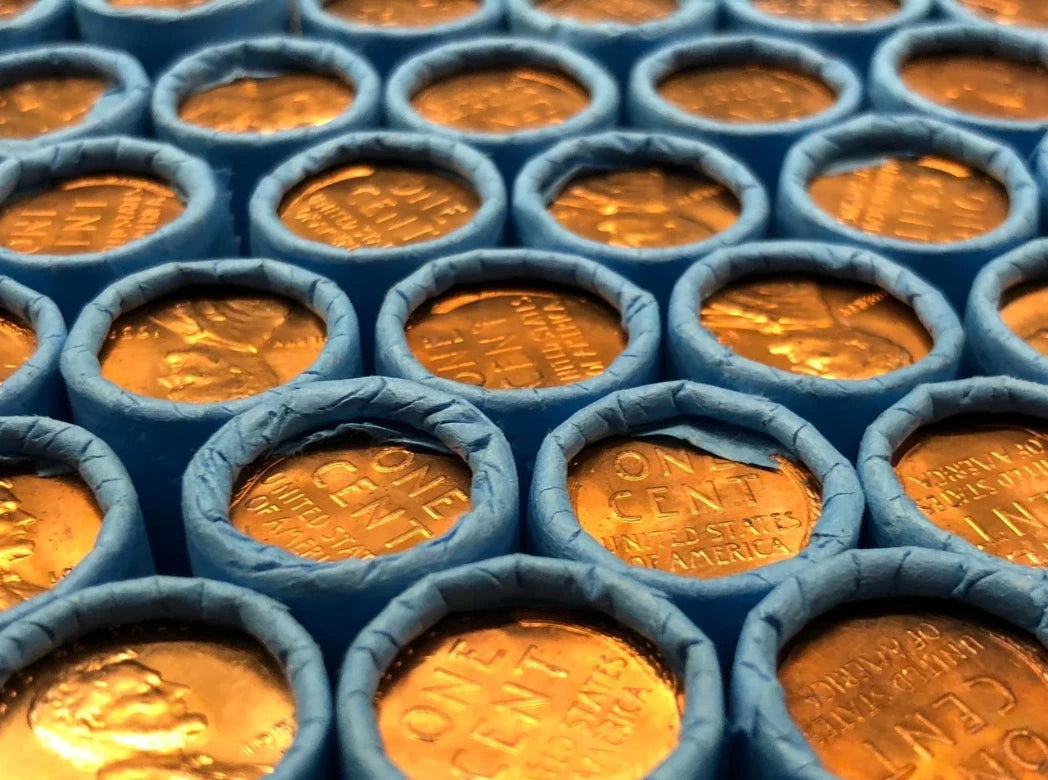 Lincoln Wheat Cent Circulated Vintage Blue Bank-Wrapped Roll - CoinsTV