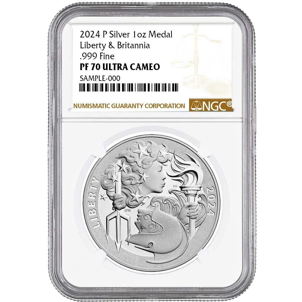 2024-P Liberty & Britannia Medal 1 oz Silver Proof - NGC PF70UC Brown Label - CoinsTV