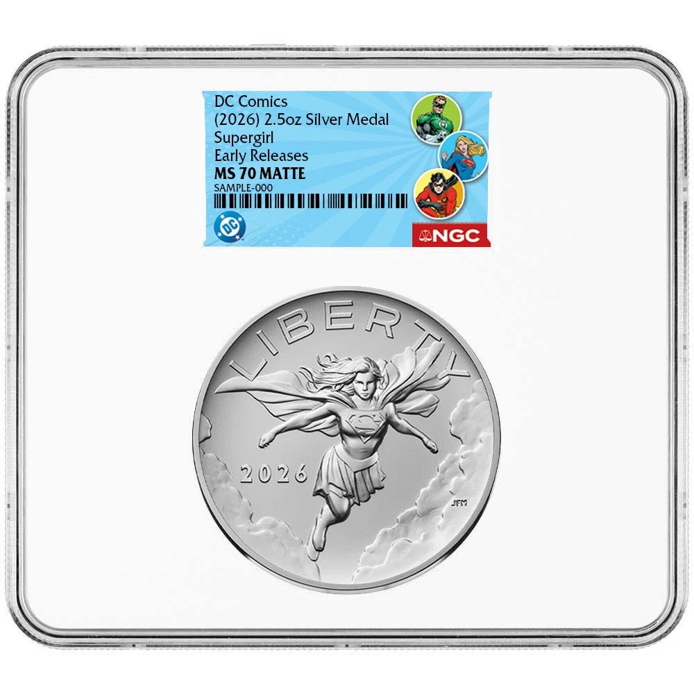2026 Supergirl DC Comics 2.5 oz Silver Medal - NGC MS70 ER DC Trio Label