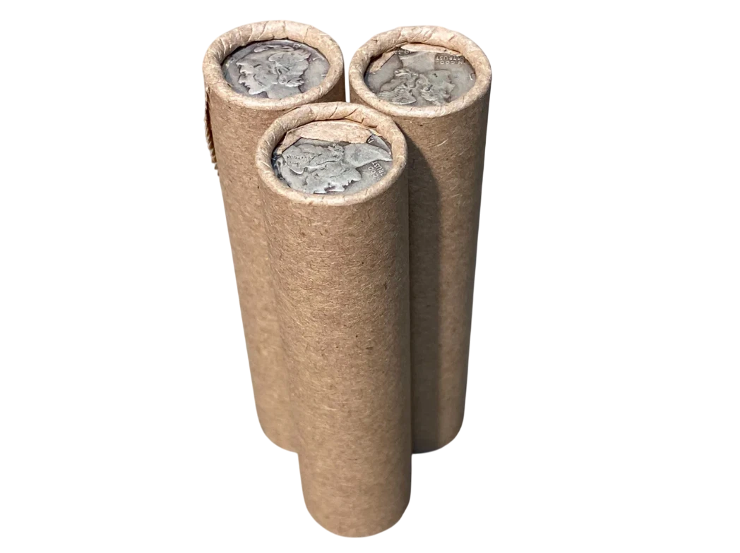 Lincoln Wheat Cent & Silver Mercury Dime Circulated - Vintage Brown Bank-Wrapped Roll - CoinsTV