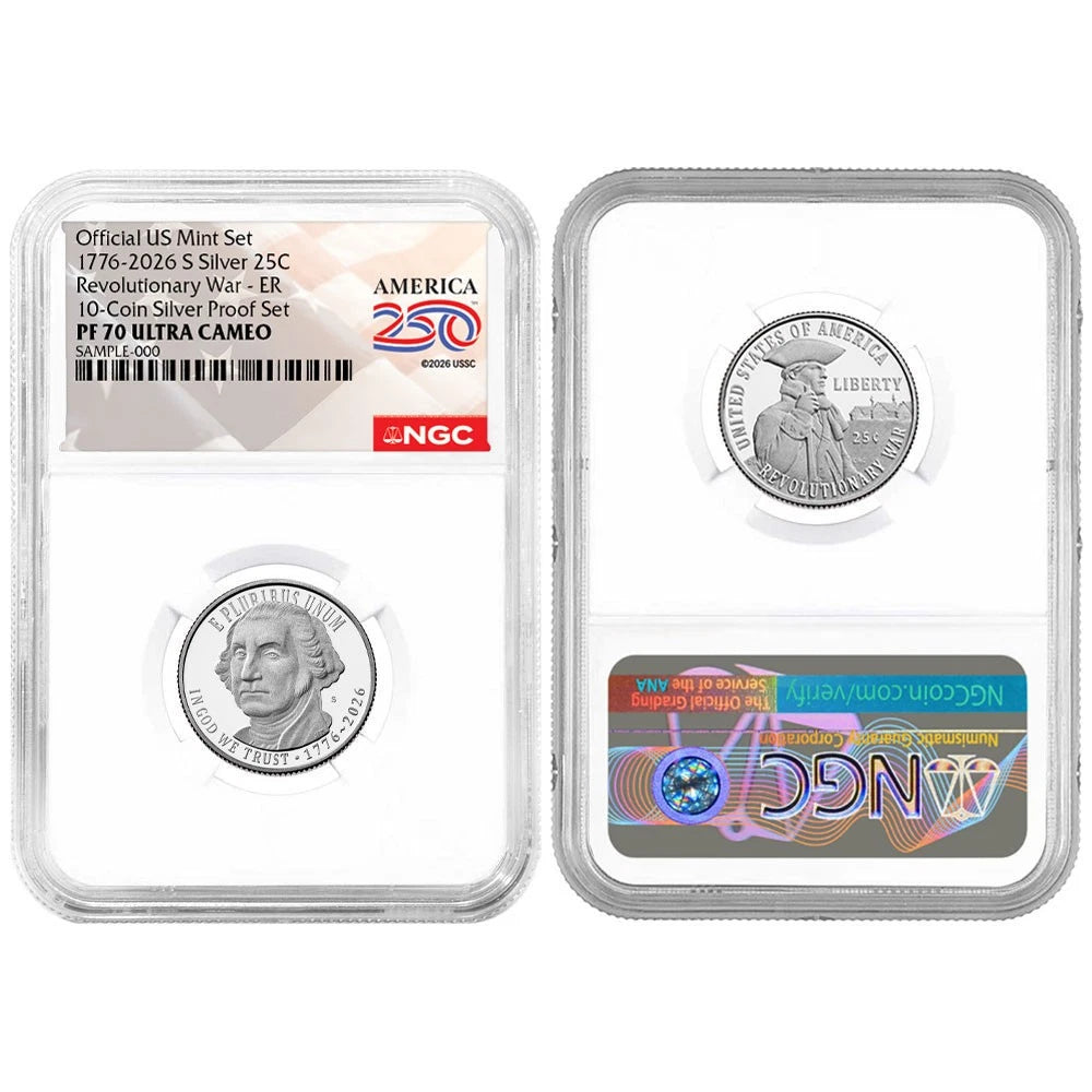 2026-S U.S. Silver Proof 10pc Set NGC PF70UC ER American 250th Label