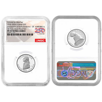 2026-S U.S. Silver Proof 10pc Set NGC PF70UC ER American 250th Label