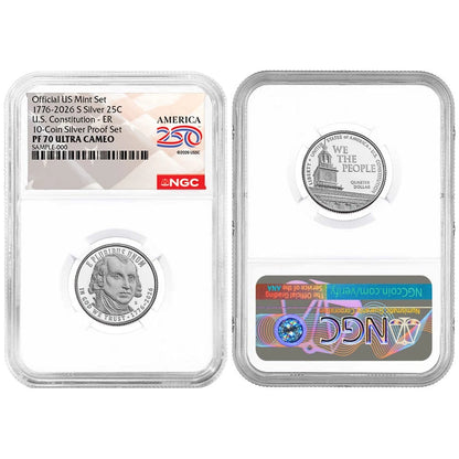 2026-S U.S. Silver Proof 10pc Set NGC PF70UC ER American 250th Label