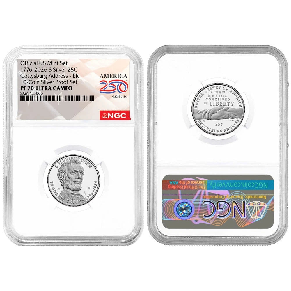 2026-S U.S. Silver Proof 10pc Set NGC PF70UC ER American 250th Label