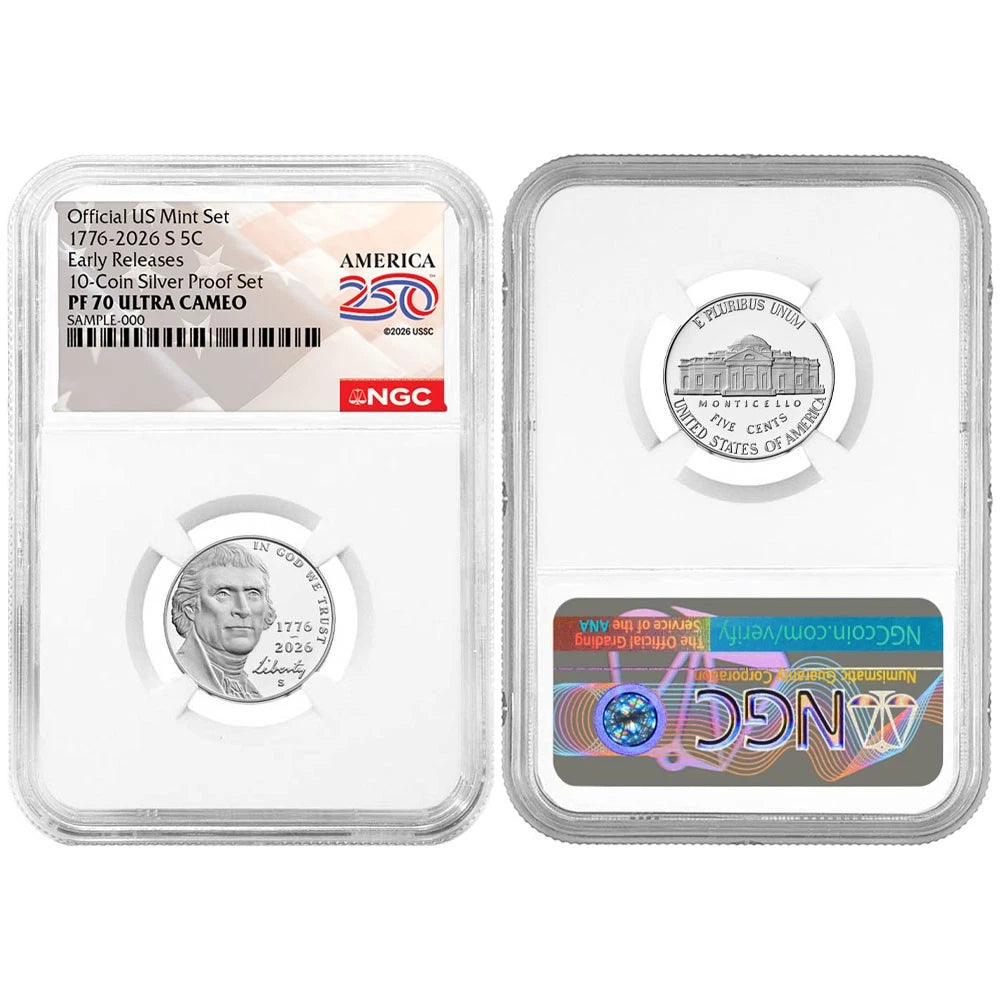 2026-S U.S. Silver Proof 10pc Set NGC PF70UC ER American 250th Label