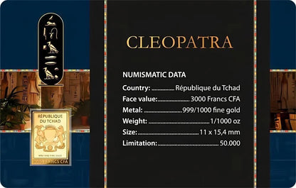 2024 Chad Cleopatra 1/1000 oz .999 Gold Coin Card