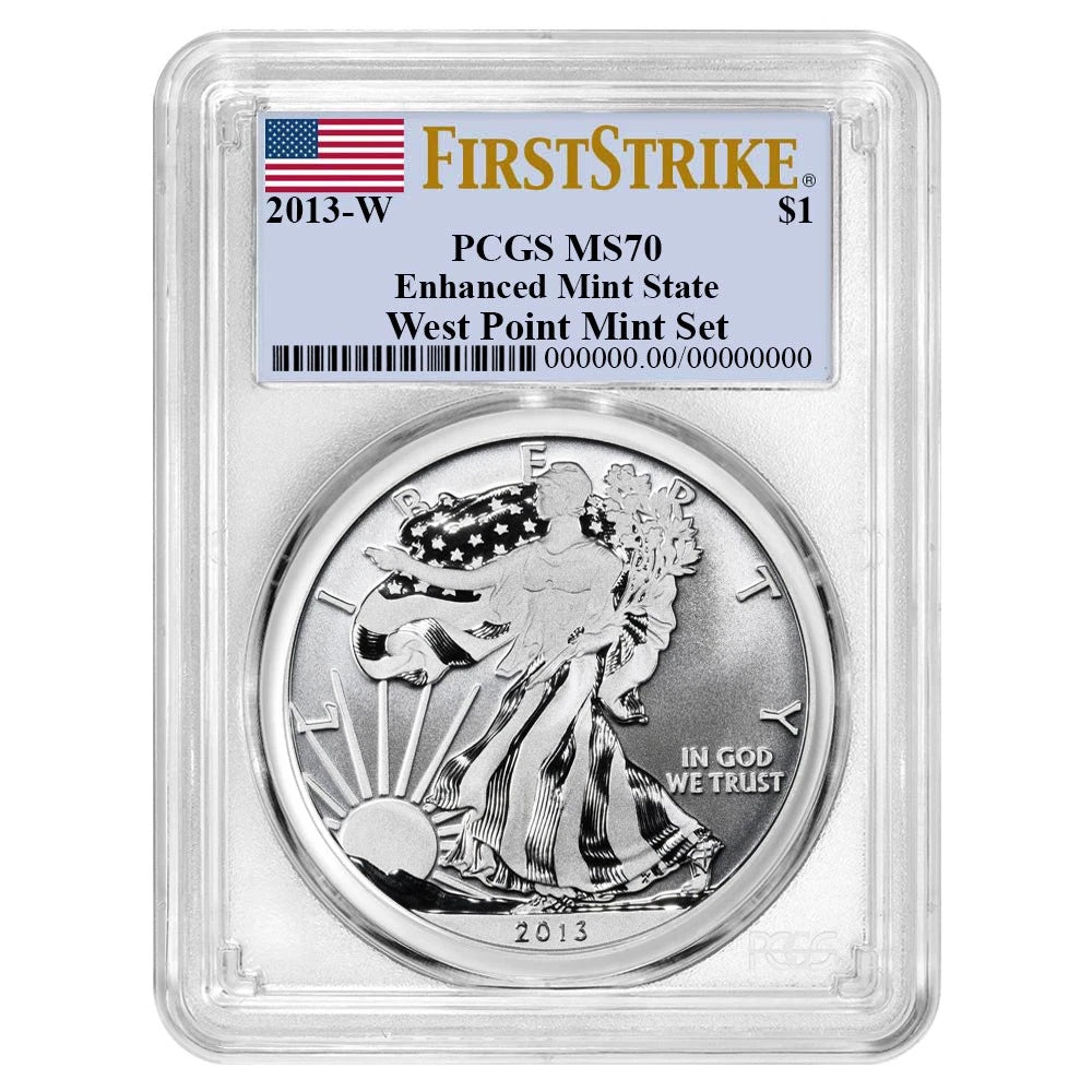 2013-W Silver Eagle Enhanced Flag Label - PCGS MS70 FS - CoinsTV