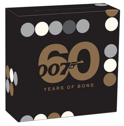 2022 Australia 60 Years of James Bond 007 Gilded Gilt 2 oz Silver Proof - CoinsTV