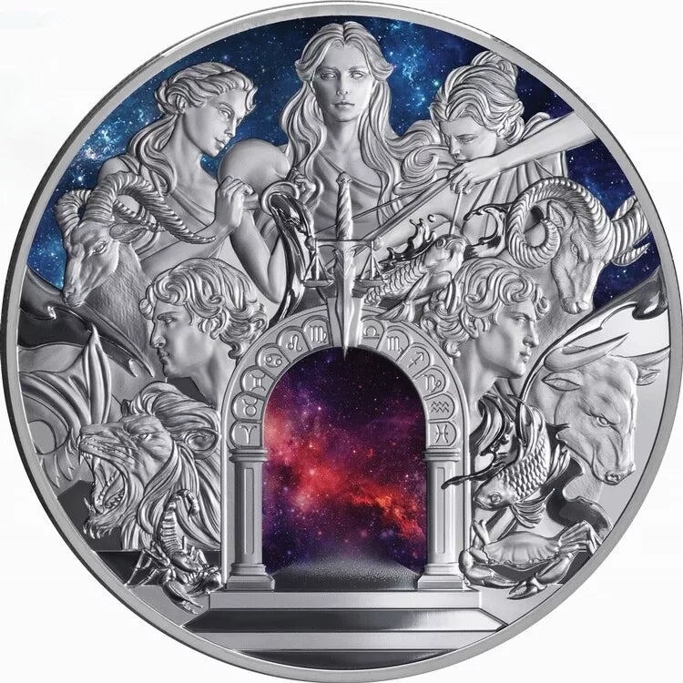 2024 $10 Niue Twelve Signs of the Roman Zodiac 5 oz Silver Proof - CoinsTV