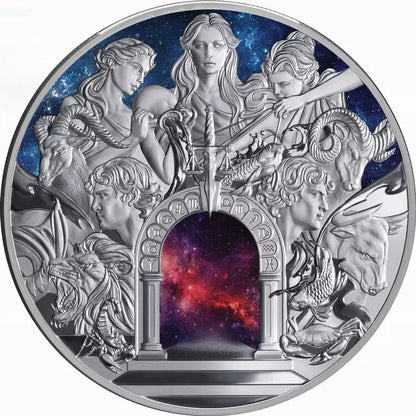 2024 $10 Niue Twelve Signs of the Roman Zodiac 5 oz Silver Proof - CoinsTV