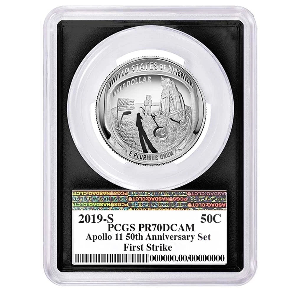 2019-S Apollo 11 50th Ann. Half Dollar - PCGS PR70DCAM FS AMF Label Black Frame - CoinsTV