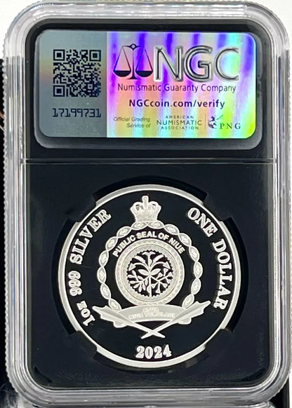 2024 Niue Alien Encounter 1 oz Silver Coin - NGC PF 70 UCAM Galaxy Label - CoinsTV