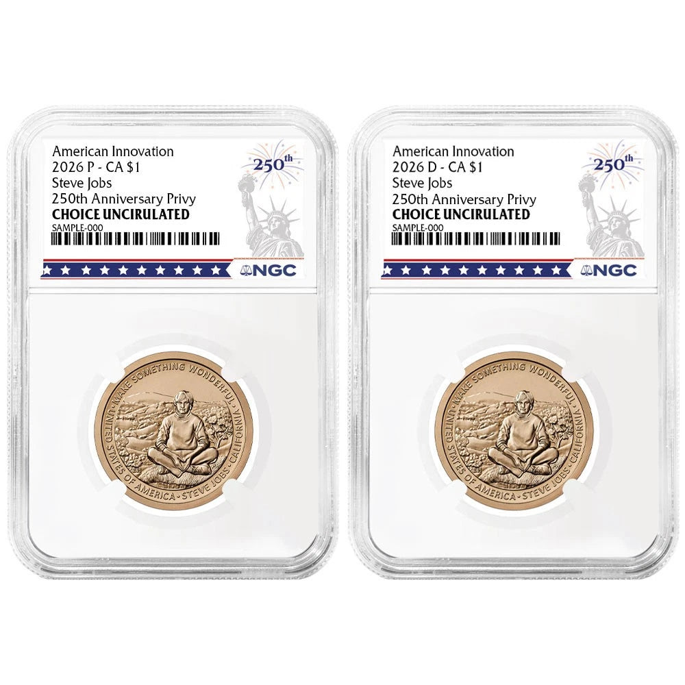 2026 P&D American Innovation Clad Dollar California Steve Jobs 2 pc Set - NGC Choice Uncirculated
