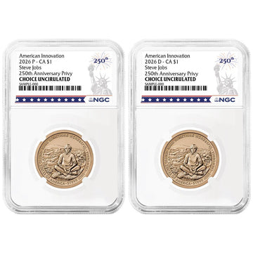 2026 P&D American Innovation Clad Dollar California Steve Jobs 2 pc Set - NGC Choice Uncirculated