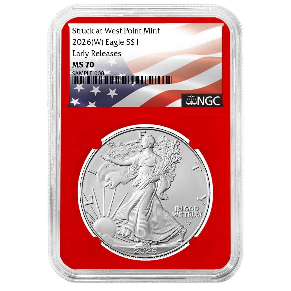 2026(W) Silver Eagle - NGC MS70 ER Flag Label Red Core