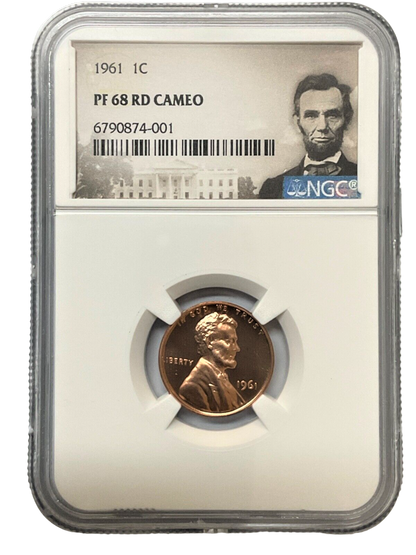 1961 Lincoln Cent  - Large Date - NGC PF68 RD Cameo - CoinsTV