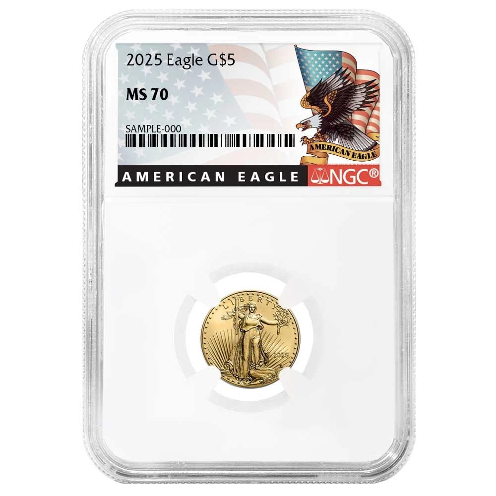 2025 $5 Gold Eagle 1/10 oz Gold - NGC MS70 Black Label