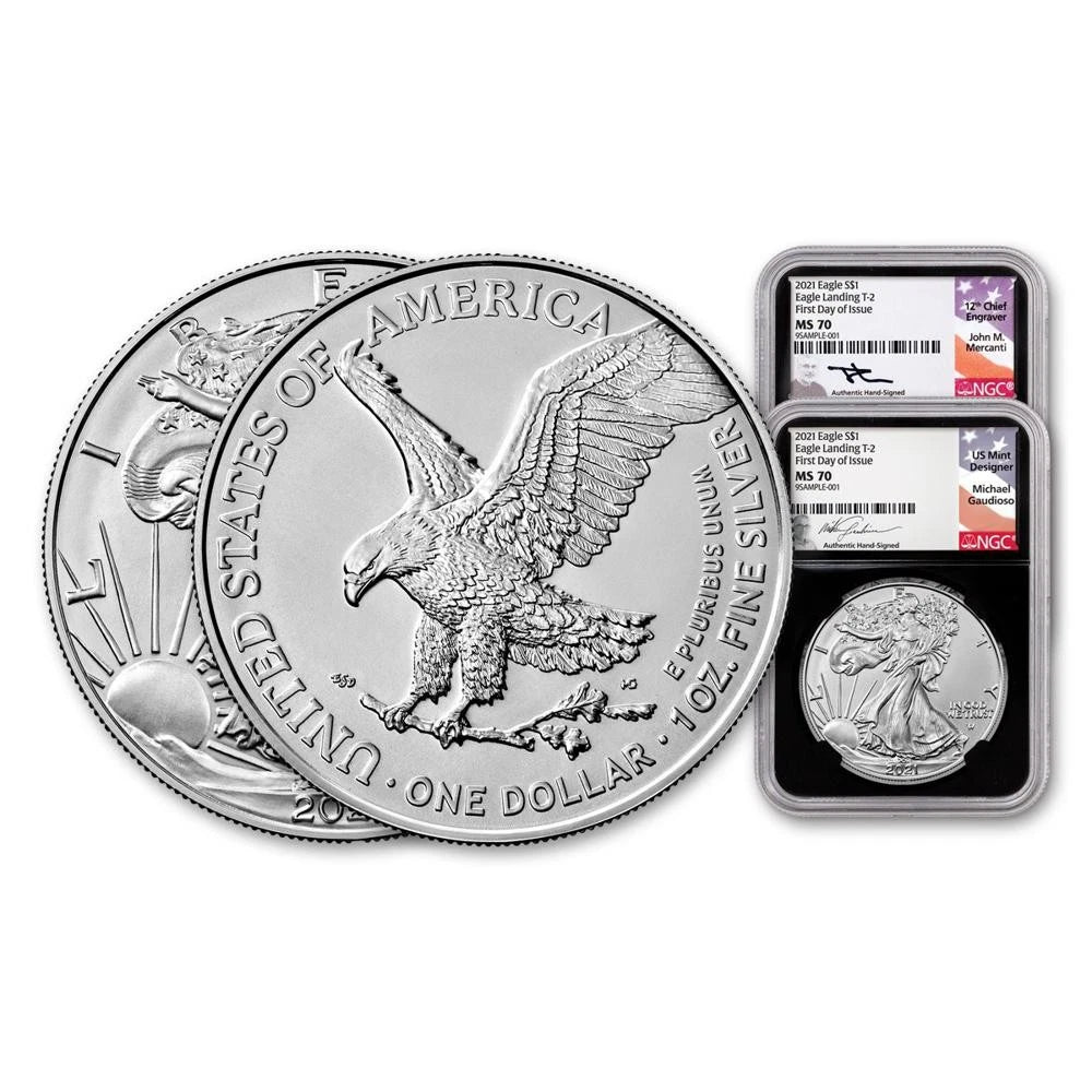 2021 Silver Eagle Type 2 Scarce and Unique Coin Division 2pc Set - CoinsTV