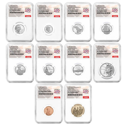 2026-S U.S. Silver Proof 10pc Set NGC PF70UC FDI American 250th Anniversary Label