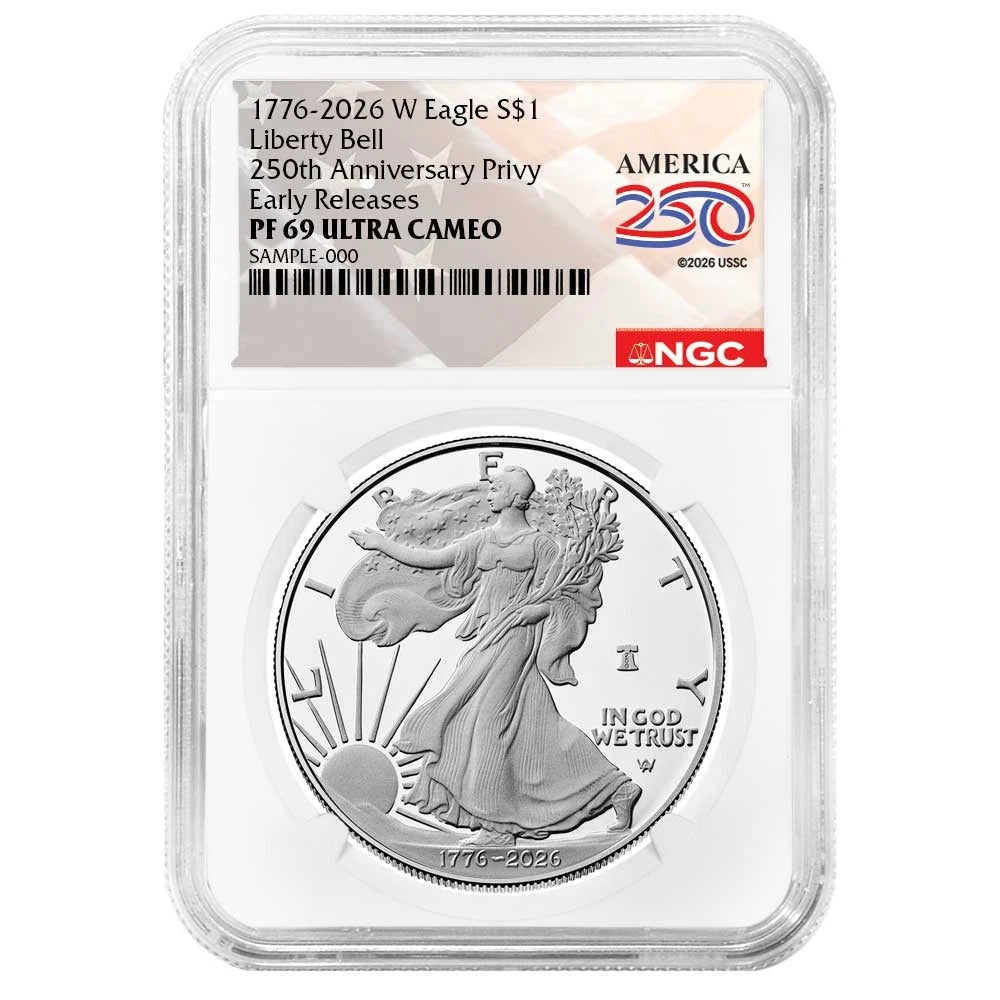 2026-W Silver Eagle Liberty Bell - 250th Anniversary Privy - NGC PF69UC ER America 250th Label
