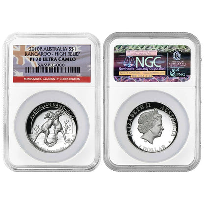 2010-P Australian Kangaroo High Relief 1 oz .999 Silver - NGC PF70UC