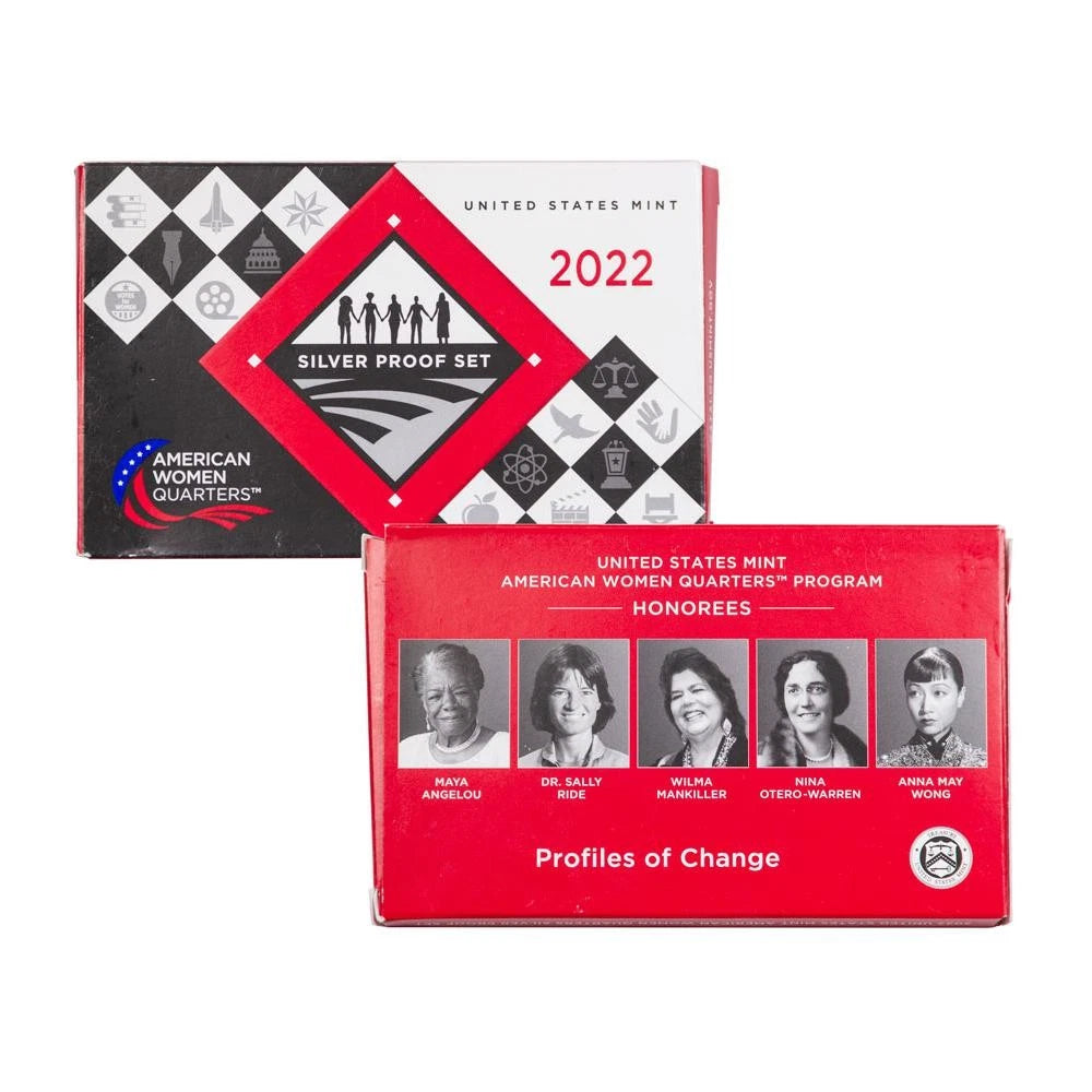 2022-S American Women Quarters Silver Proof 5pc Set and 2022-S 25c Silver Maya - CoinsTV