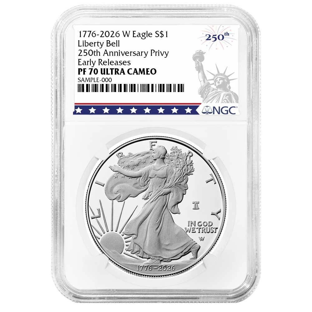 2026-W Silver Eagle Liberty Bell - 250th Anniversary Privy - NGC PF70UC ER 250th Liberty Label