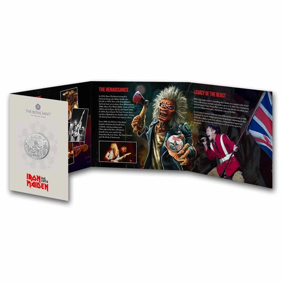 2025 Great Britain Iron Maiden 28.28g CN Coin in Folder BU