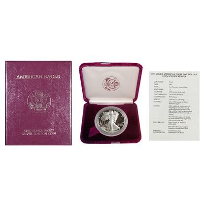 1987-S Silver Eagle Proof Box OGP & COA - CoinsTV