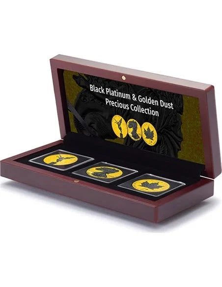 2024-2025 Black Platinum & Golden Dust Edition 3 pc Set 1 oz Silver Coin - CoinsTV