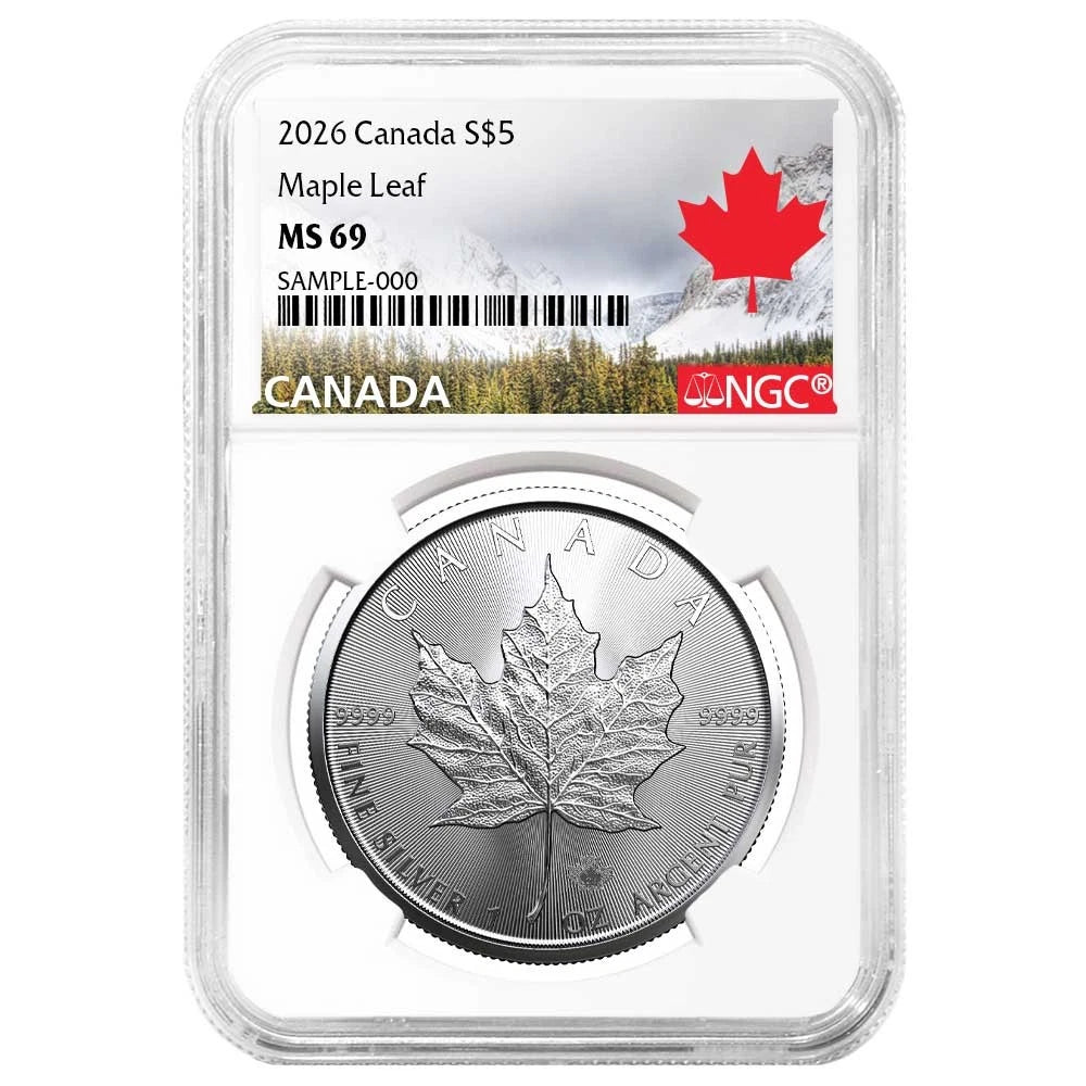 2026 $5 Silver Canadian Maple Leaf - NGC MS69 Canada Label - CoinsTV