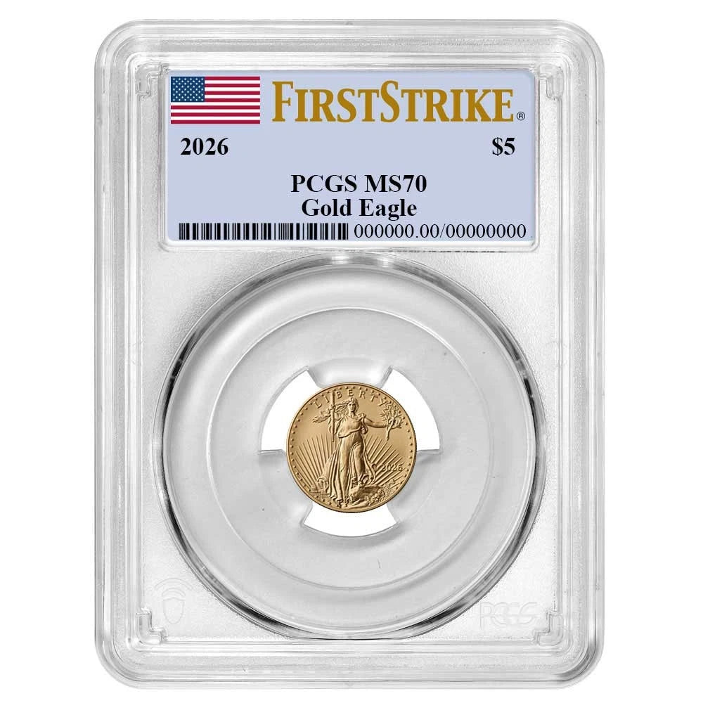 2026 $5 Gold Eagle 1/10 oz Gold - PCGS MS70 FS Flag Label