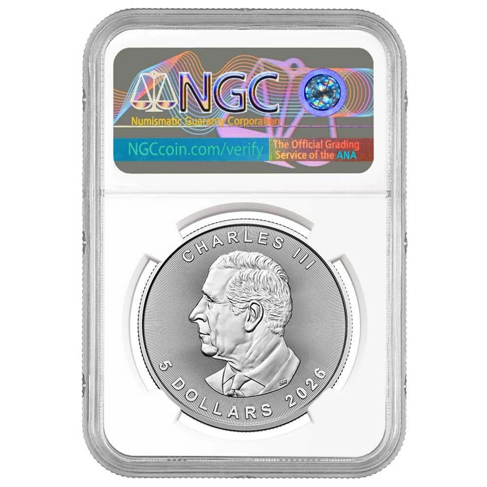 2026 $5 Silver Canadian Maple Leaf - NGC MS69 Canada Label - CoinsTV